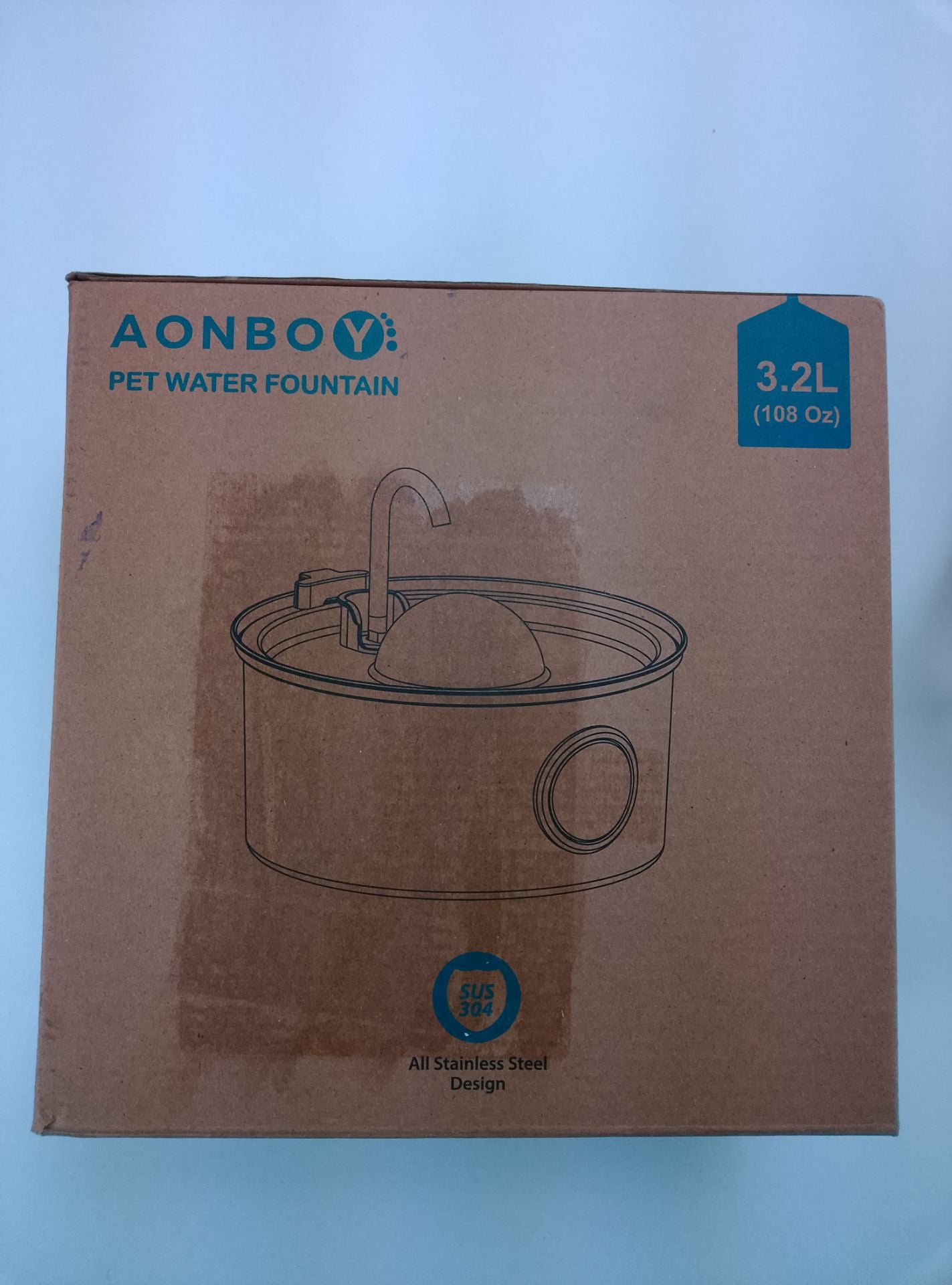 Aonboy Pet Water Fountain - čelní pohled