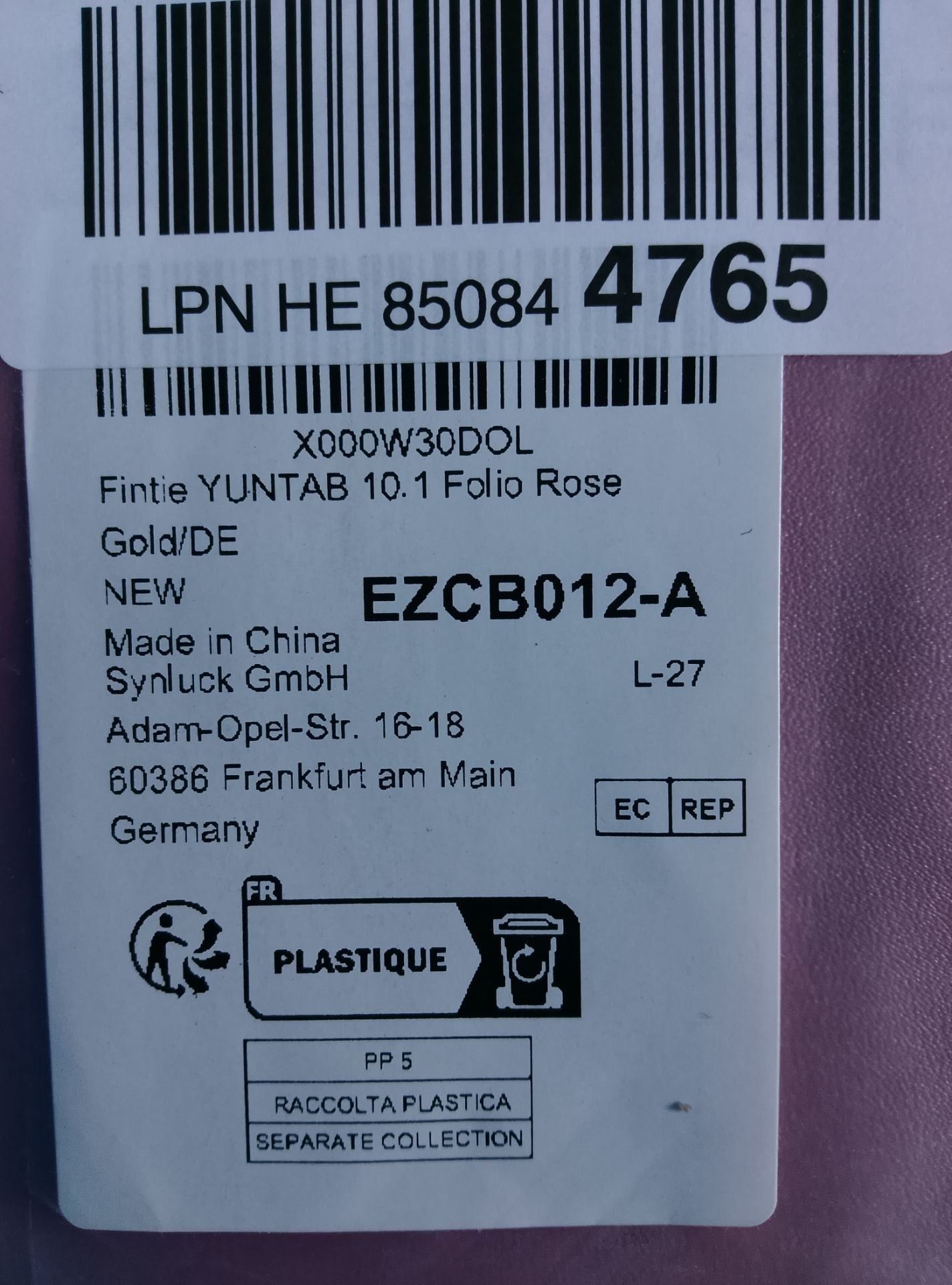 Fintie YUNTAB 10.1 Folio Rose - čelní pohled