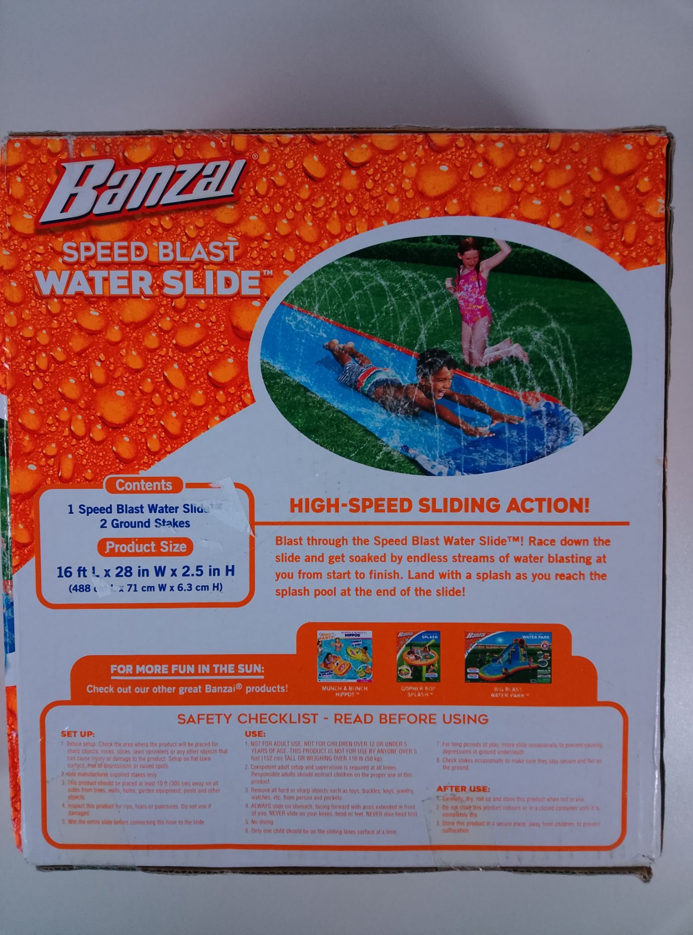 Banzai Speed Blast Water Slide - čelní pohled