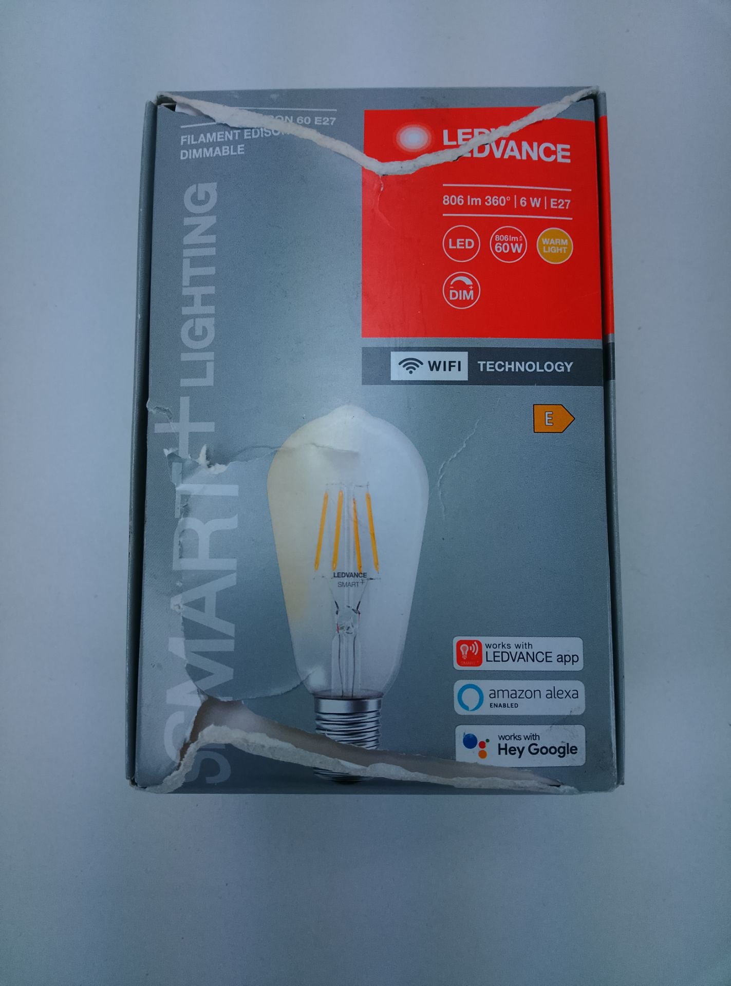 Ledvance Filament Edison 60 E27 Dimmable - čelní pohled